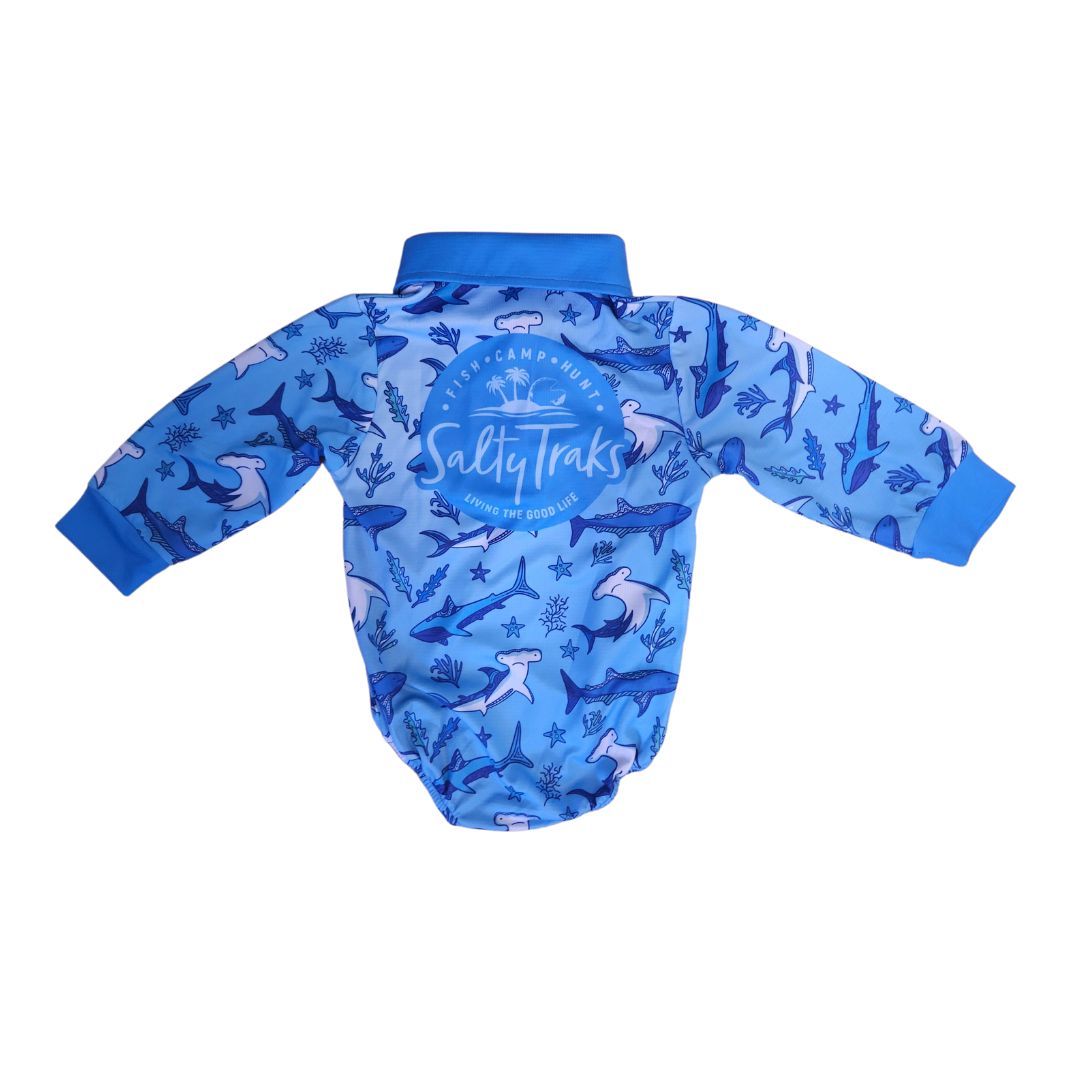 Little Sharks Baby Boy Fishing Outdoor Romper