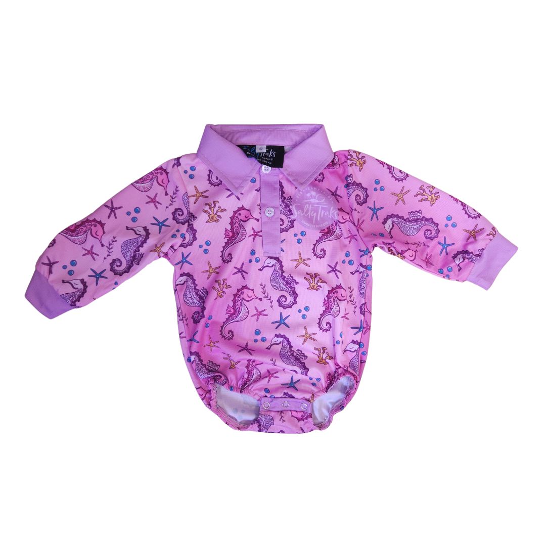 Salty Traks Seahorse Girls Baby Outdoor Fishing Romper Shirt