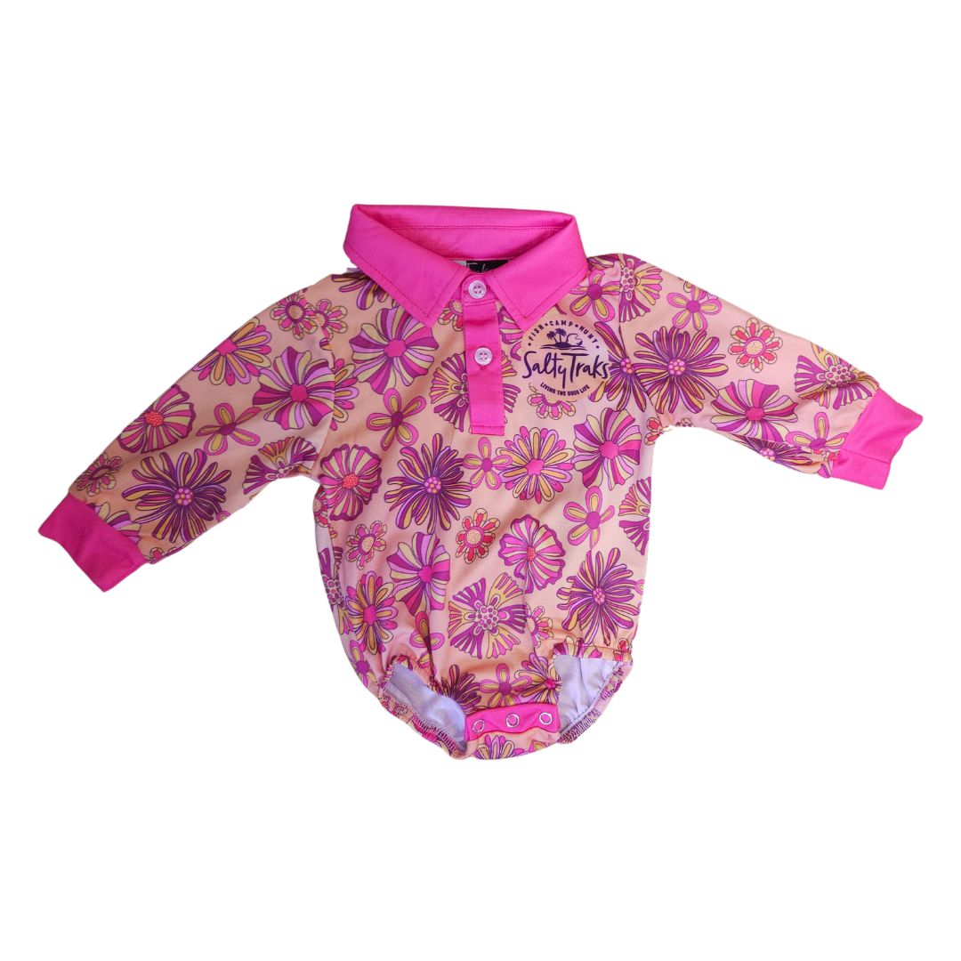 Sun Flowers Beach Baby Girls Fishing Outdoor Romper