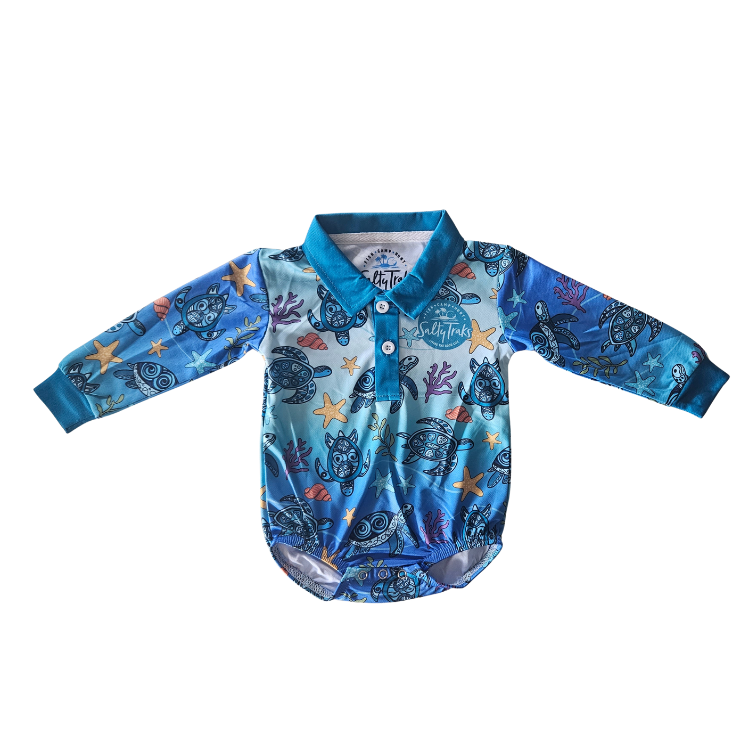 Sunsafe baby romper boys turtle Queensland australia