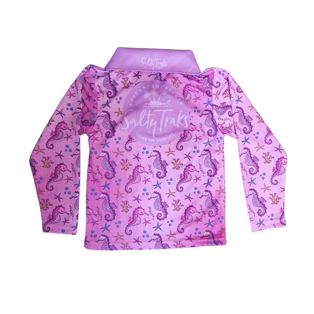 Salty Traks Girls Fishing Outdoor Seahorse Fishing Shirt