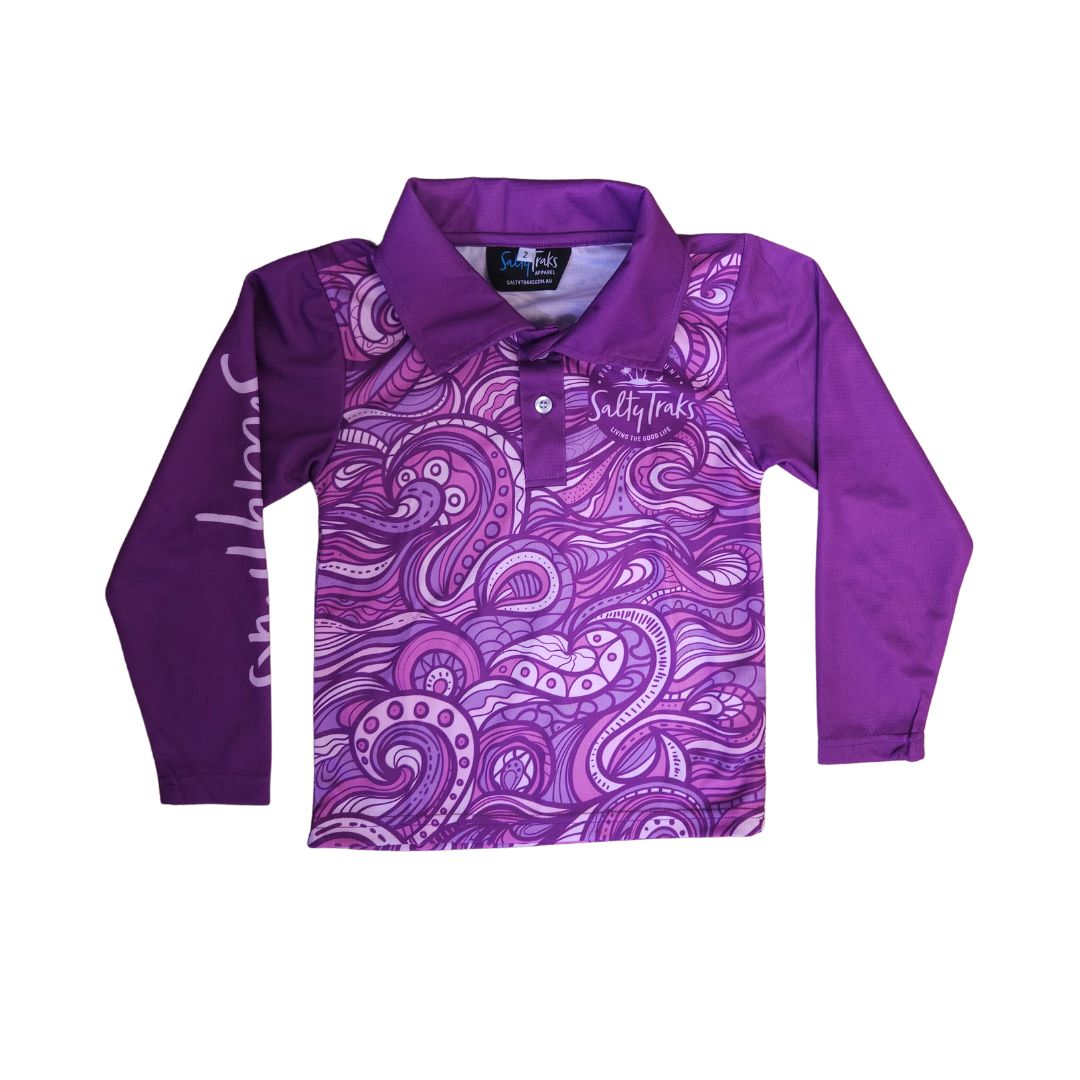 ROLLING WAVES GIRLS KIDS FISHING SHIRT