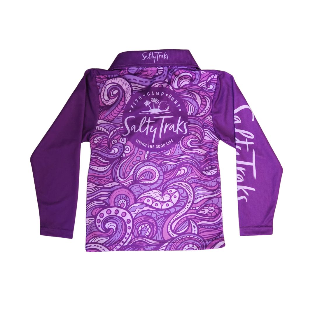 ROLLING WAVES GIRLS KIDS FISHING SHIRT