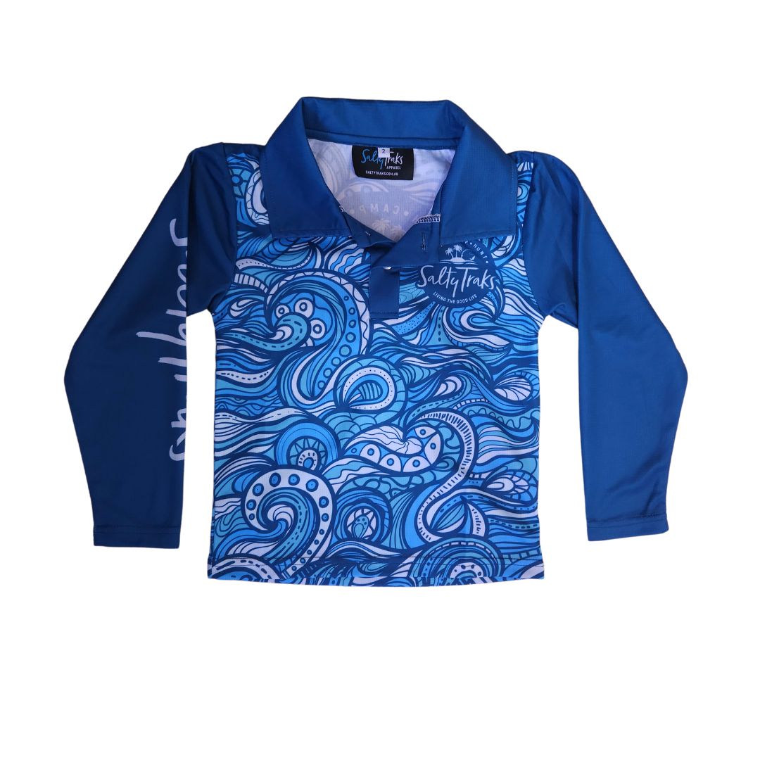 ROLLING WAVES BOYS KIDS FISHING SHIRT