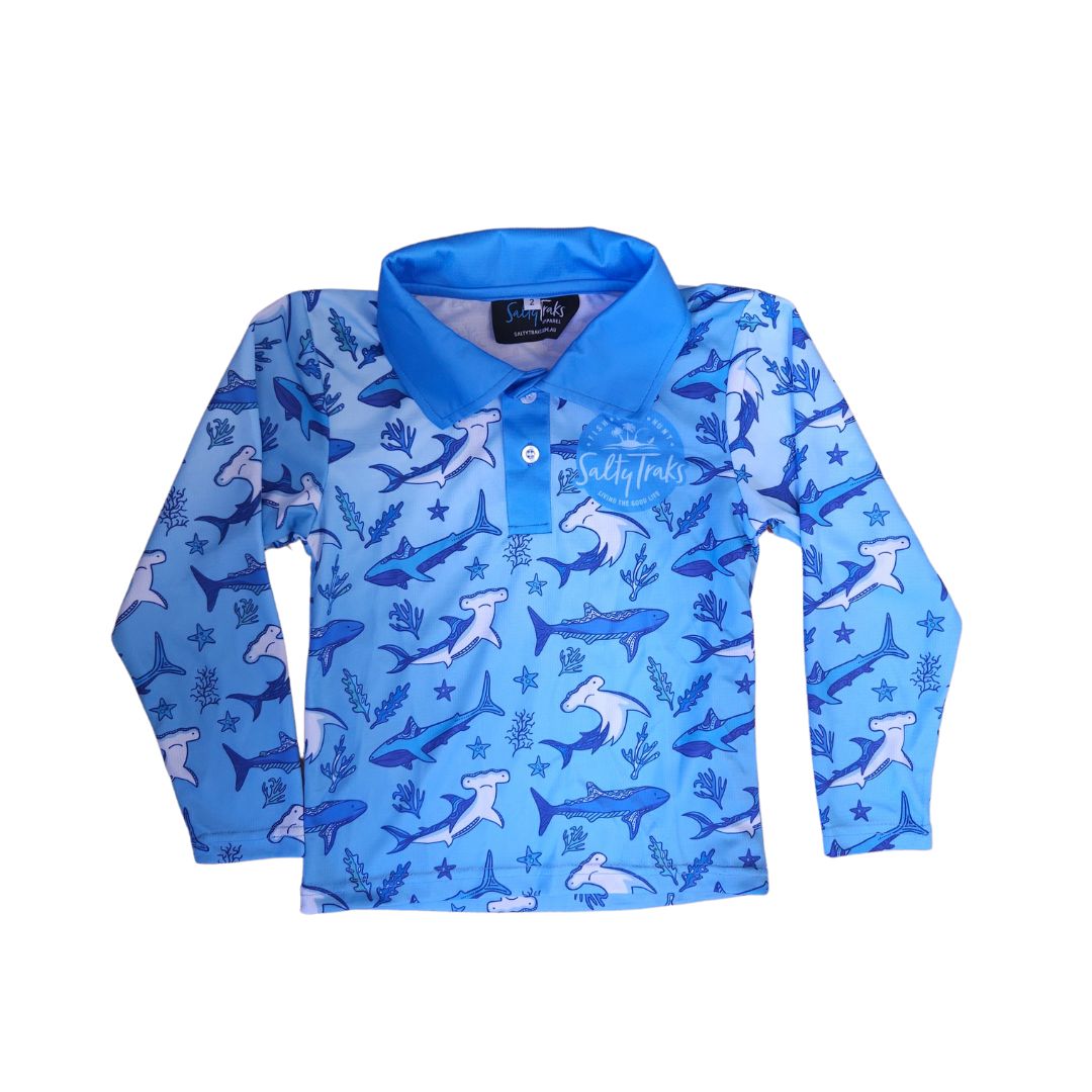 LITTLE SHARKS BOYS KIDS FISHING SHIRT