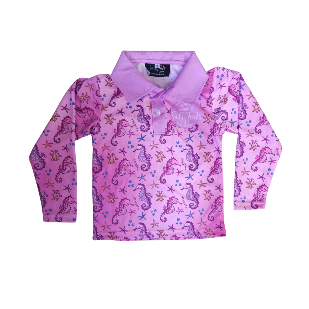 Salty Traks Girls Fishing Outdoor Seahorse Fishing Shirt