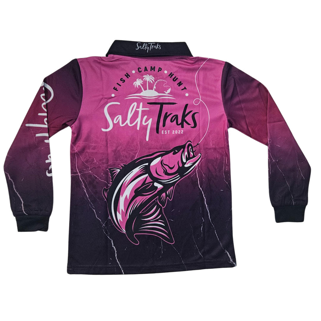 Salty Traks Girls Pink Outdoors Fishing Shirt back